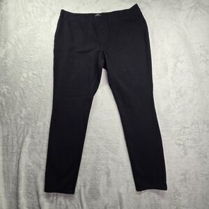 St John's Bay Pull On Pants Women's Large Black Skinny Leg Stretch Pockets Panel